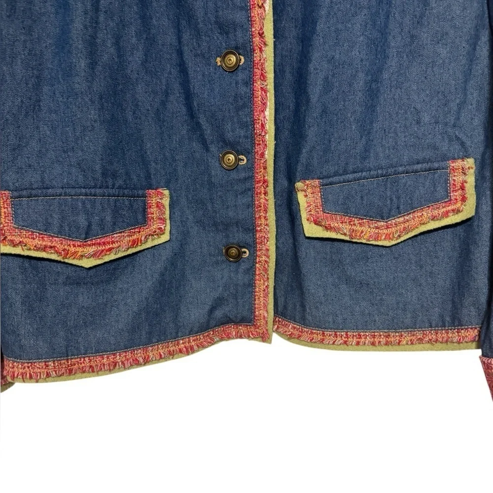 Vintage Breckenridge Women’s Denim Jacket with Colorful Fringe Size 3X